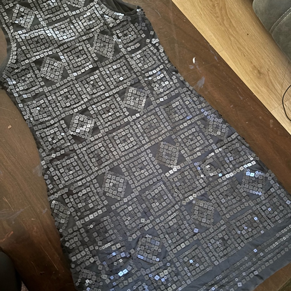 Max Studio Black Sequin Geometric Mini Dress